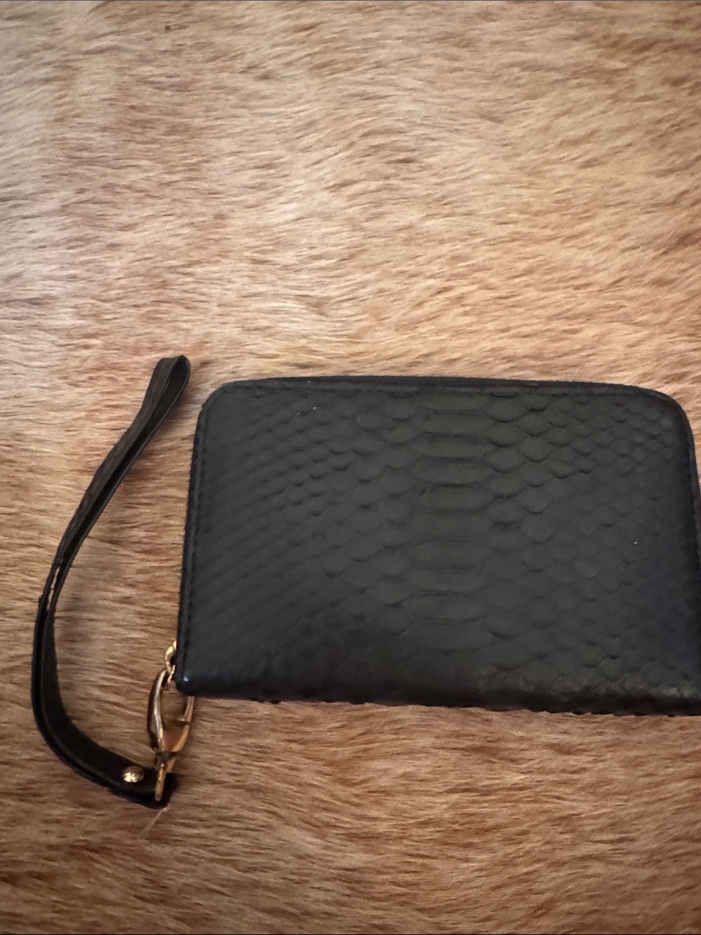 Black Python Wristlet Card & Key Holder